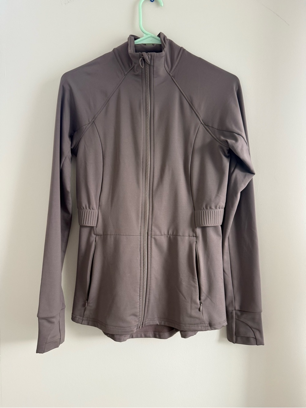 Fabletics Taupe Full-Zip Bomber Jacket